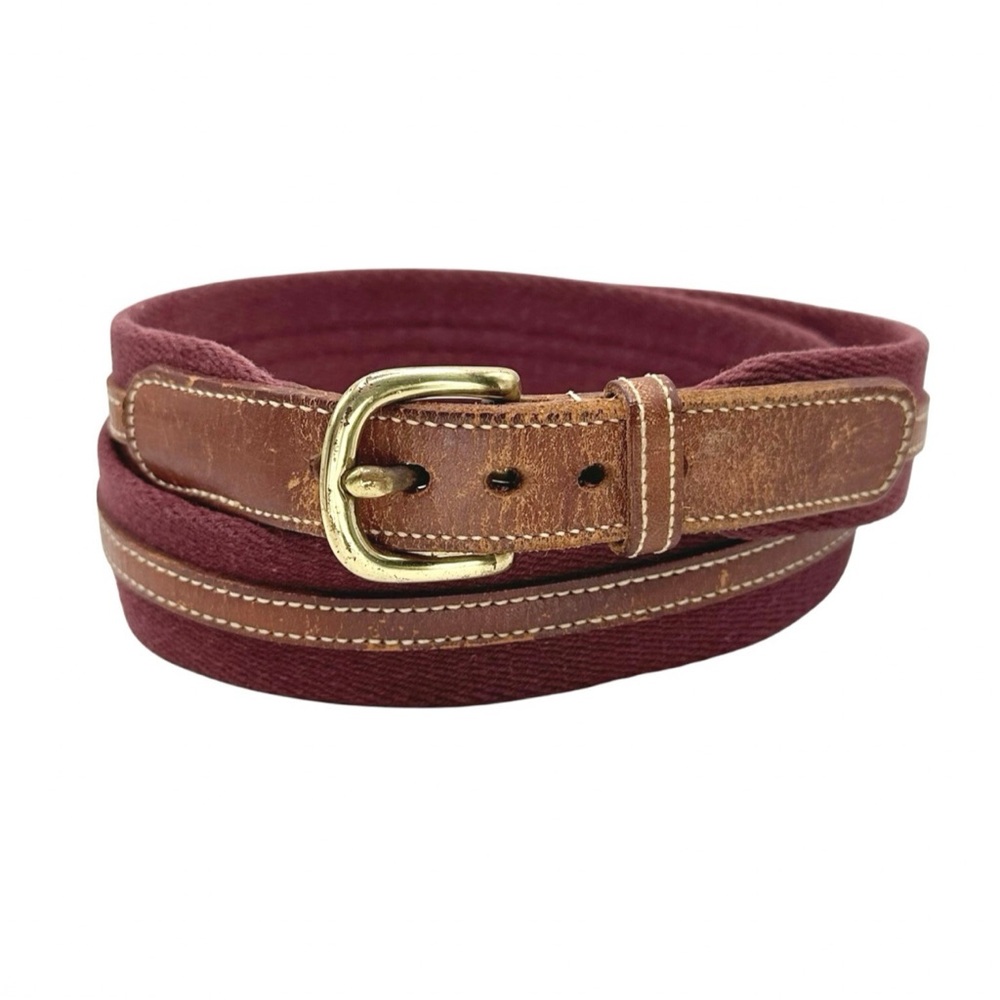Dooney & Bourke | Women | Vintage Burgundy Leather Solid Brass Buckle Belt | 36